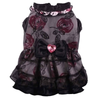 Doggydolly Hundekleid Rosen schwarz-pink