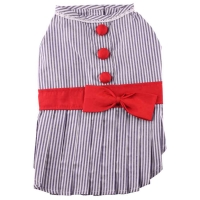 Doggydolly Hundekleid blau-weiß, rote Knöpfe