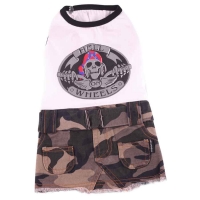 Doggydolly Camouflage Hundekleid Hell on wheels weiß