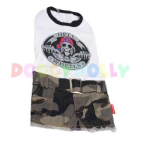 Doggydolly Camouflage Hundekleid Hell on wheels weiß