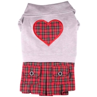 Robe grise avec coeur quadrillé