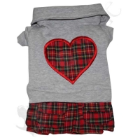 Robe grise avec coeur quadrillé