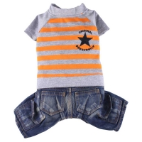 Doggydolly Hunde-Jeanskombi Star Doggydolly orange-gestreift