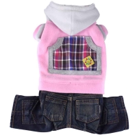 Doggydolly Hundejeanskombi Kapuze Fleece rosa