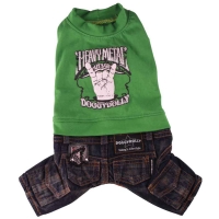 Doggydolly Hundejeanskombi Heavy Metal grün