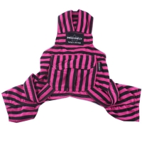 Doggydolly Hunde-Latzhose pink-schwarz gestreift