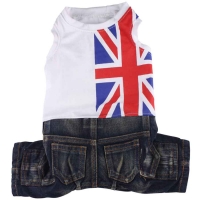 Doggydolly Hundejeanskombi Union Flag weiß