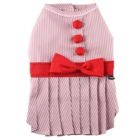 Doggydolly Hunde-Faltenkleid beige rote Knöpfe