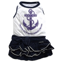 Doggydolly Hunde-Marinekleid Anker weiß