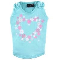 Top coeur de fleurs turquois