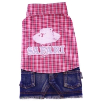 Doggydolly Jeansrock mit Hemd Safari rot für Hunde