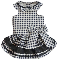 Hunde-Sommerkleid crème-blau kariert