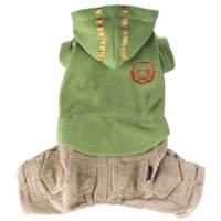 Doggydolly Cord Hundekombi Tiger Fleece grün