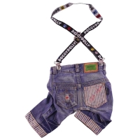 3/4 Hundejeans Lifestyle hellblau-gestreift
