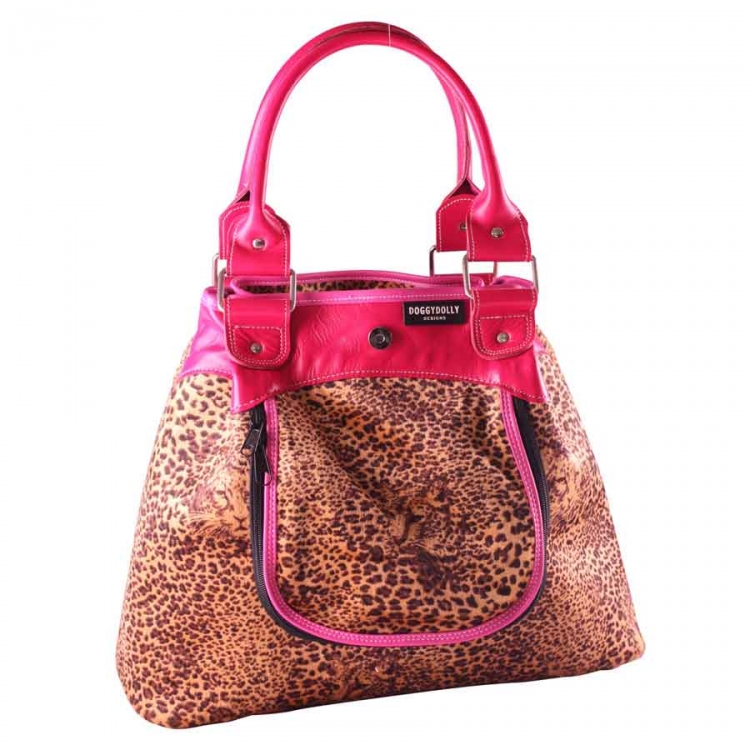 HundeHandtasche braunpink 16x40x35cm PC090E / Doggydolly