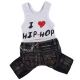 Doggydolly Hundekombi Tanktop I love Hip Hop wei