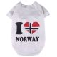 T-Shirt pour chien I love Norway, blanc