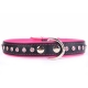 Collier cuir strass noir et rose 60x2,5cm
