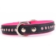 Lederhalsband Strass schwarz-pink 65x3